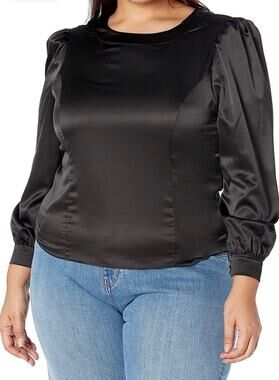 KENDALL + KYLIE Women's Black Mock Neck Top with Bow Tie Size 2XL